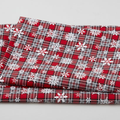 Snowflake Plaid Red - Red 2 Yard Cut