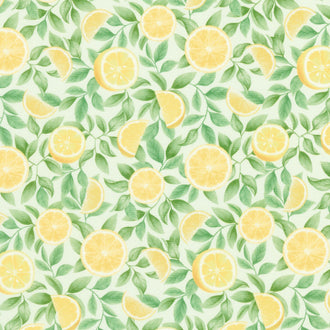 Lemon Bouquet - Lemon Slices Leaf Digitally Printed Yardage