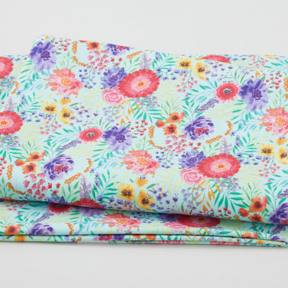 Anisa - Floral with Leaves Mint 2 Yard Cut