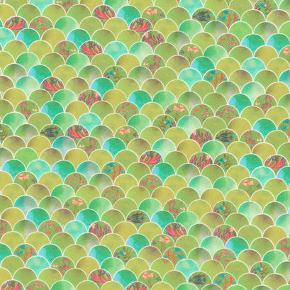 Oceanica - Scallop Olive Yardage