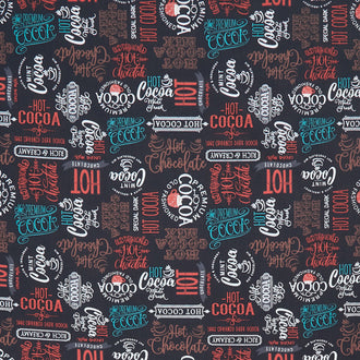 Cocoa Sweet - Word Toss Black Yardage