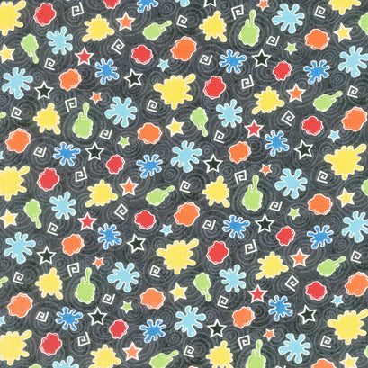 Monster'ocity - Glow in the Dark Splat Glow Black Yardage