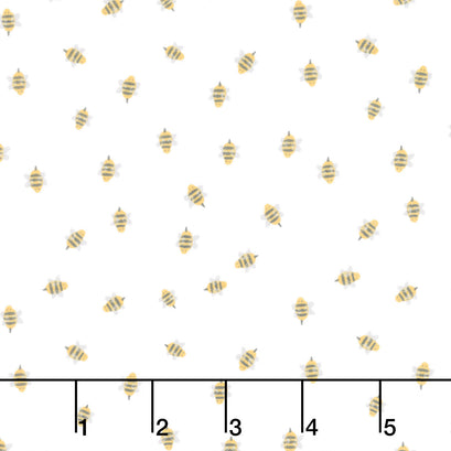 Homemade - Bumble Bees White Yardage