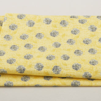 Mellow Yellow - Gray Flower Heads Yellow 2 Yard Cut