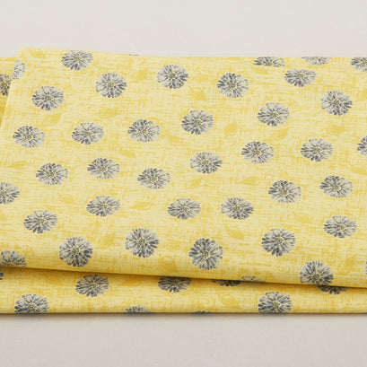 Mellow Yellow - Gray Flower Heads Yellow 2 Yard Cut