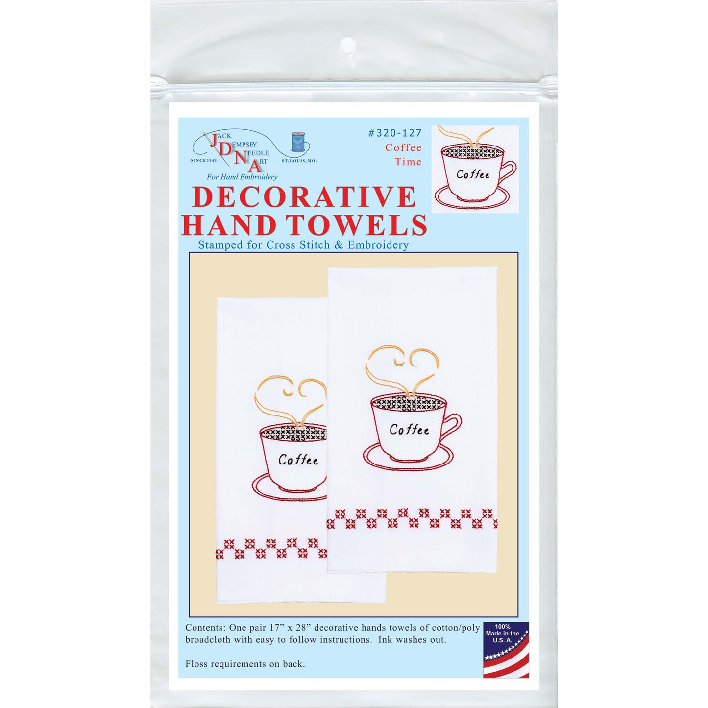 Coffee Time Embroidery Hand Towel Set Alternative View #1