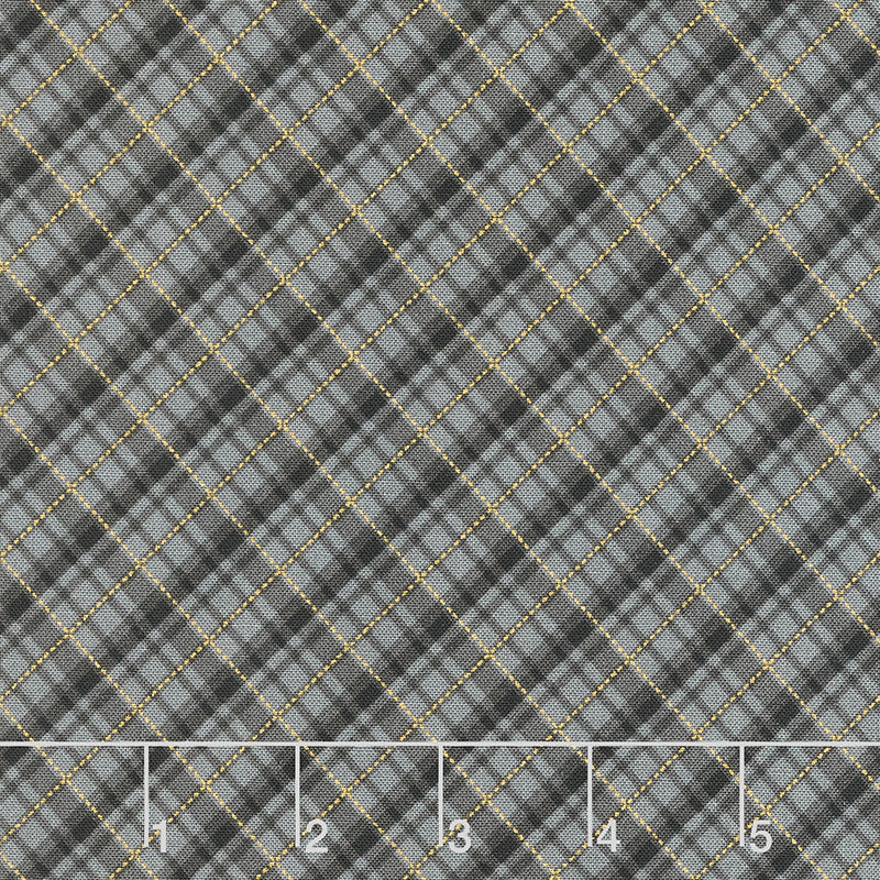 Holiday Charms - Plaid Black Metallic Yardage Primary Image