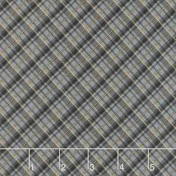 Holiday Charms - Plaid Black Metallic Yardage Primary Image