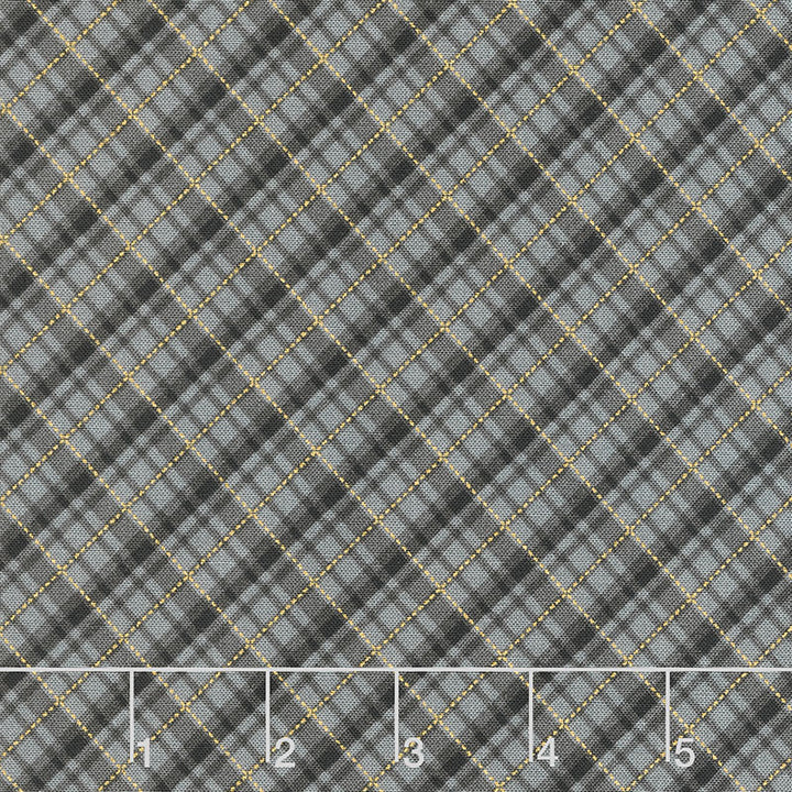 Holiday Charms - Plaid Black Metallic Yardage Primary Image