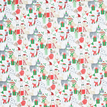 Happy Howlidays - Holiday Dogs With Presents White Yardage