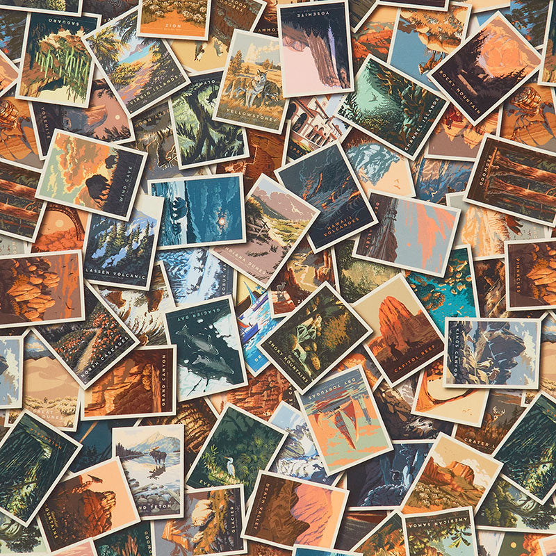 National Parks - Postcards Toss Multi Yardage