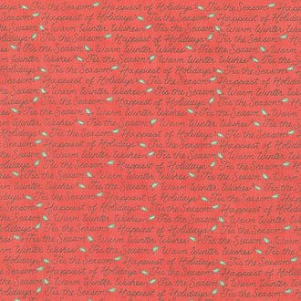 Holly Berry Tree Farm - Holiday Sayings Berry Red Yardage