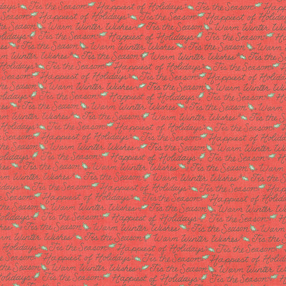 Holly Berry Tree Farm - Holiday Sayings Berry Red Yardage