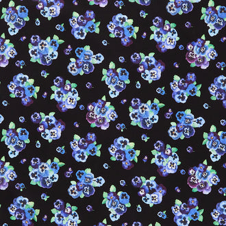 Pansy Paradise - Pansy Bouquets Black Yardage