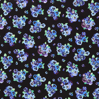 Pansy Paradise - Pansy Bouquets Black Yardage