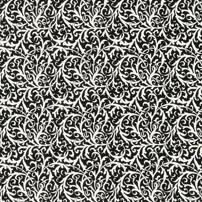 Nightfall - Scroll Black Cream Yardage