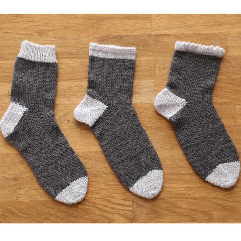 1, 2, 3, Knit Cuff-Down Socks Printed Pattern Alternative View #1