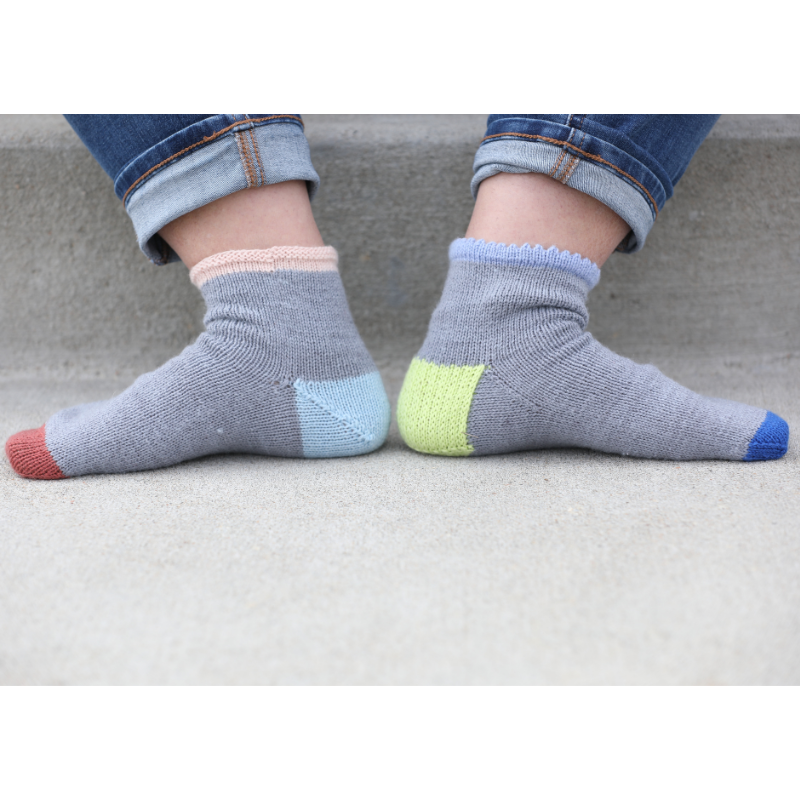 1, 2, 3, Knit Cuff-Down Socks Printed Pattern Alternative View #2