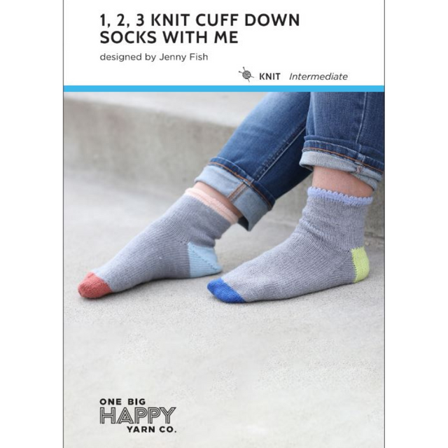 1, 2, 3, Knit Cuff-Down Socks Printed Pattern Primary Image