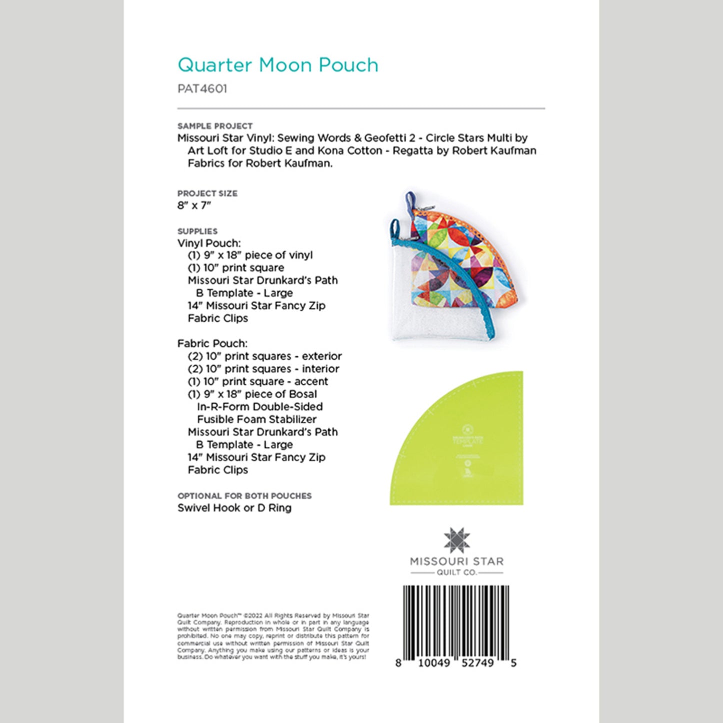 Digital Download - Quarter Moon Pouch Pattern by Missouri Star Alternative View #1