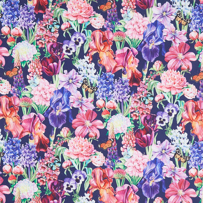 Deborah's Garden - Large Packed Floral Navy Multi Yardage