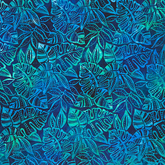 Artisan Batiks - Totally Tropical Leaves Ocean Yardage