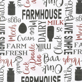 Homestead - Words Allover Cream Yardage