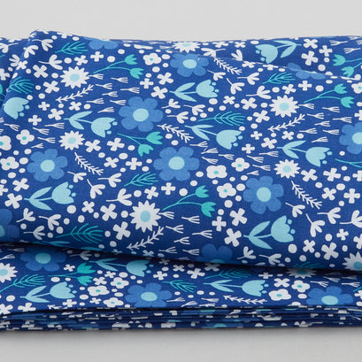 Windsong Meadows - Floral All Over Blue 3 Yard Cut