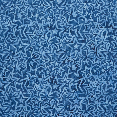 Tonga Batiks - Liberty Packed Tie Dye Stars Denim Yardage