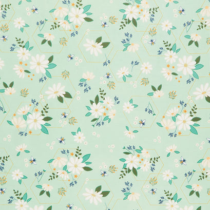 Daisy Fields - Main Mint Metallic Yardage
