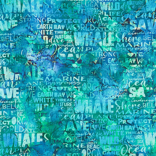 Whale Song - Words Teal Yardage Primary Image