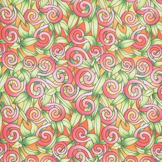 Lush Leaf Swirl - Orange Pumpkin Yardage
