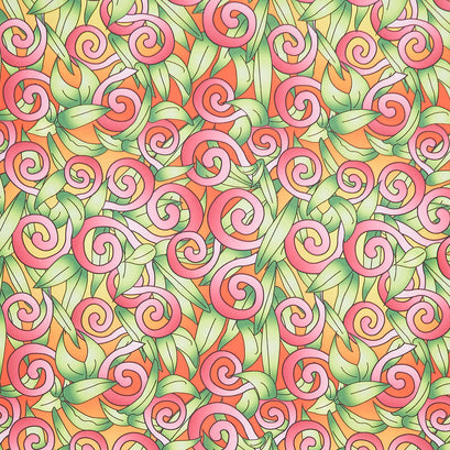 Lush Leaf Swirl - Orange Pumpkin Yardage