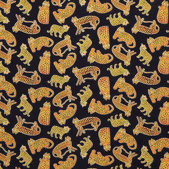 Earth Song - Leopards Black Metallic Yardage