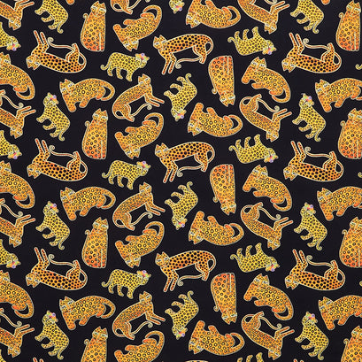 Earth Song - Leopards Black Metallic Yardage