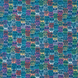 Whiskers - Portrait Cats Teal Yardage Primary Image
