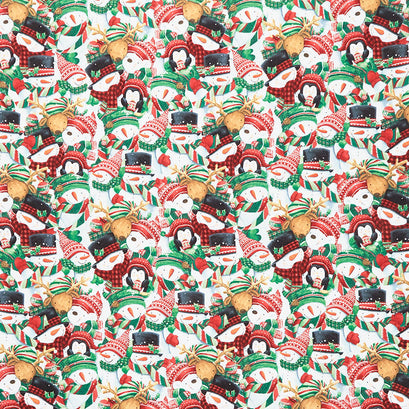 Feeling Frosty - Snowman Collage Green Yardage