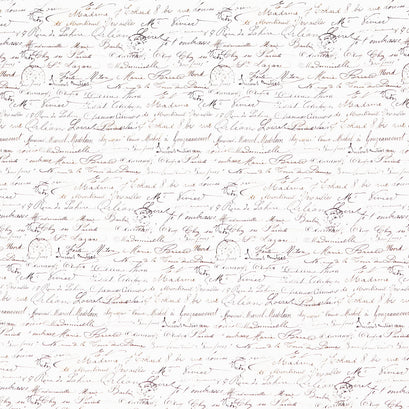 Vintage Rose - Handwriting Text Cream Yardage