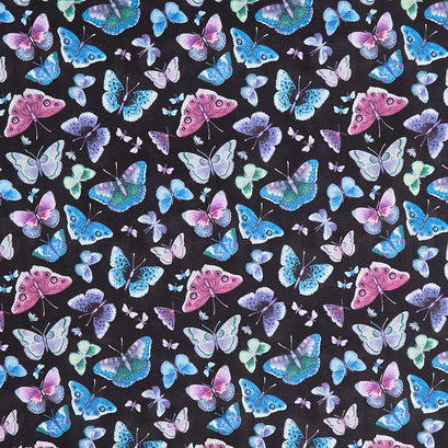 Midnight Garden - Butterflies Black Multi Yardage