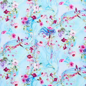 Misty Garden - Flowers Aqua Yardage