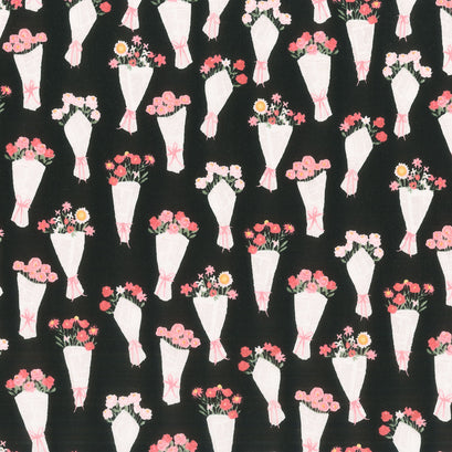 My Valentine - Bouquets Black Yardage