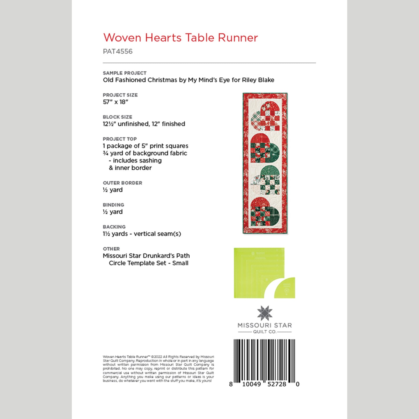 Digital Download - Woven Hearts Table Runner Pattern by Missouri Star Alternative View #1