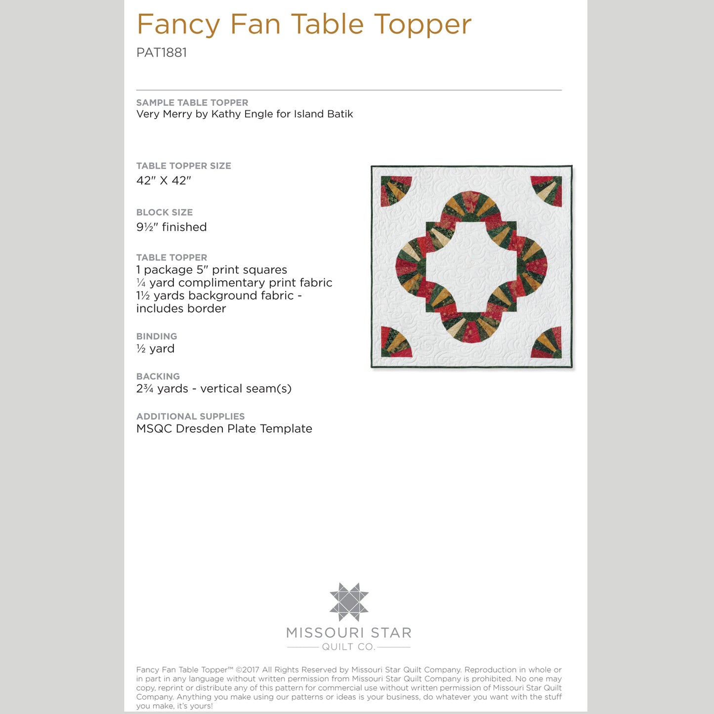 Digital Download - Fancy Fan Table Topper Pattern by Missouri Star Alternative View #1