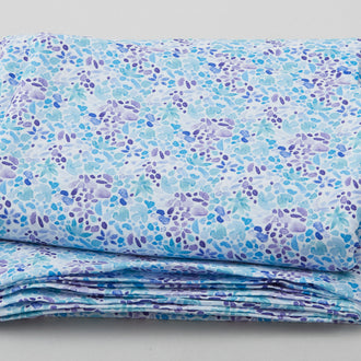Winged Whisper - Floral Ditsy White/ Teal 3 Yard Cut