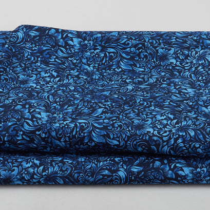 Allure - Watercolor Textured Floral Navy 118" Wide 3 Yard Cut