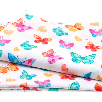 Color My Valentine - Watercolor Butterflies White 2 Yard Cut