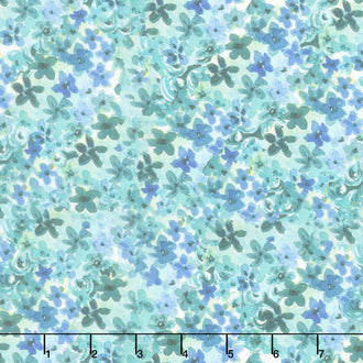 Joyful Little Flowers - Blue Morning Glory Yardage