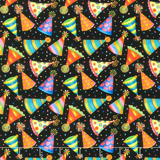 Party Time - Tossed Party Hats Multi Yardage