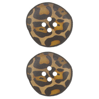 Recycled Leather Leopard 23mm Buttons - Beige-Camel