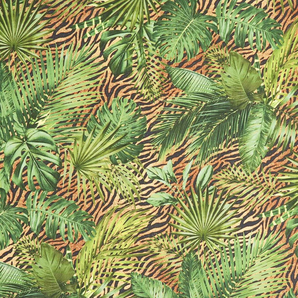 Naturescapes - Jungle Queen Tropical Leaves Skin Rust Green Yardage Primary Image